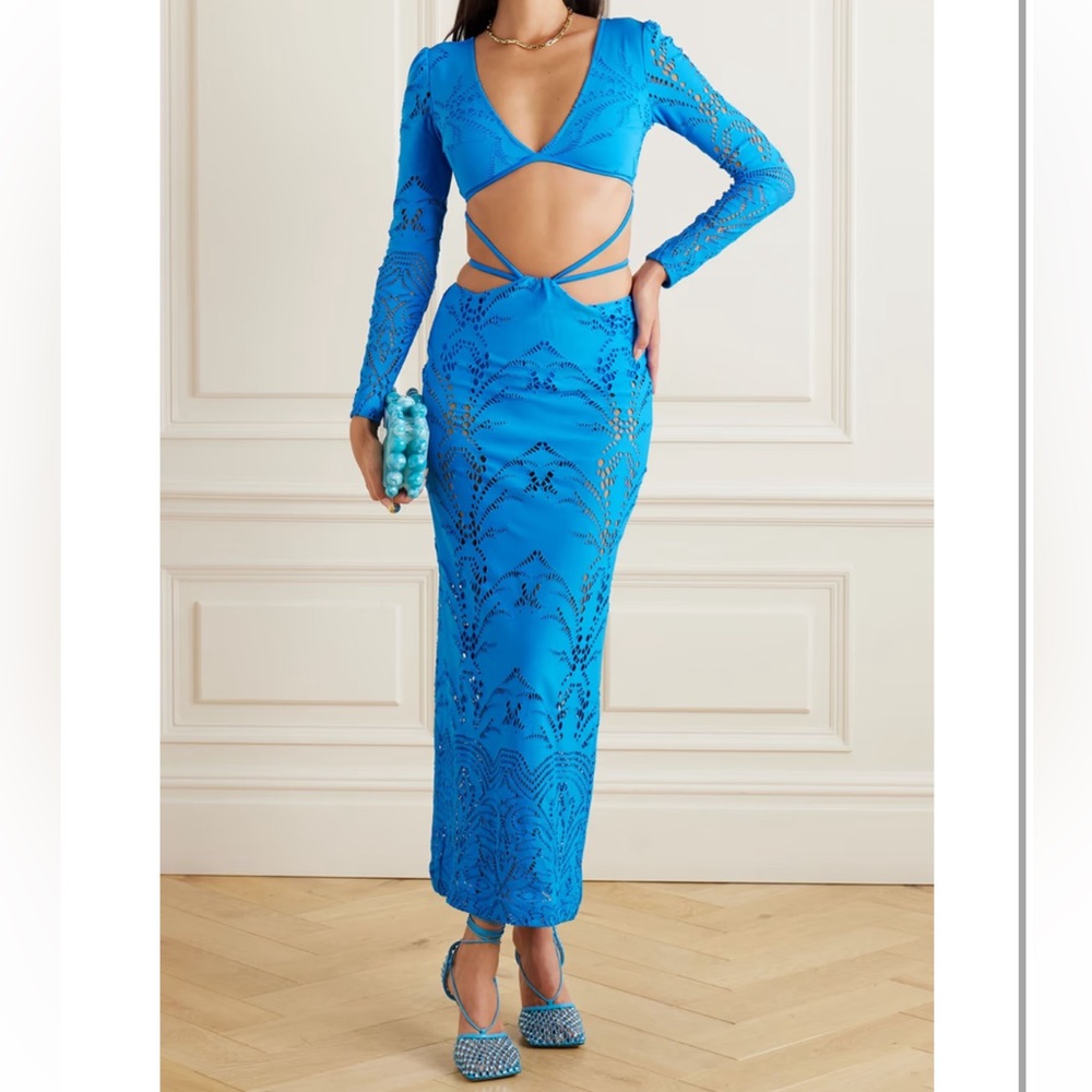 PatBO Cobalt Blue Cutout Lace Dress